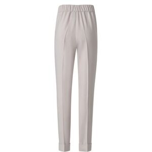 Akris White Tappered Straight Leg Women's Pants With Elastic Back Waist Cuffs 4